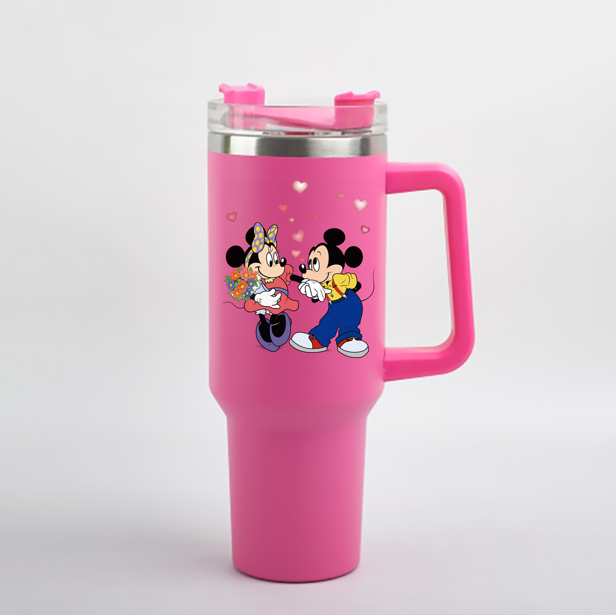 （画像用） ミッキーマウス Mickey Mouse 1200mL車用タンブラー - クリスタルステッカー（プラスチックストロー付き）